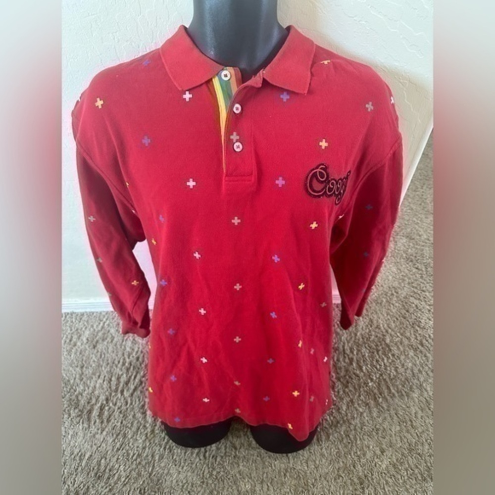 Men’s Pre Own Coogi Embroidered Long Sleeve Red Size XL Polo Shirt Australia